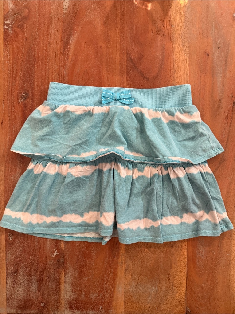 Gymboree Girls' Light Blue Tie-Dye Tiered Skort with Bow size 5